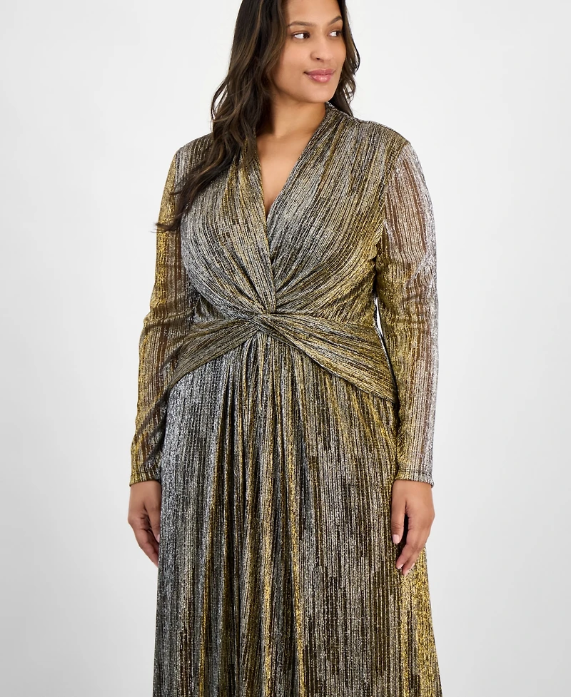 Anne Klein Plus Twist-Front Maxi Dress