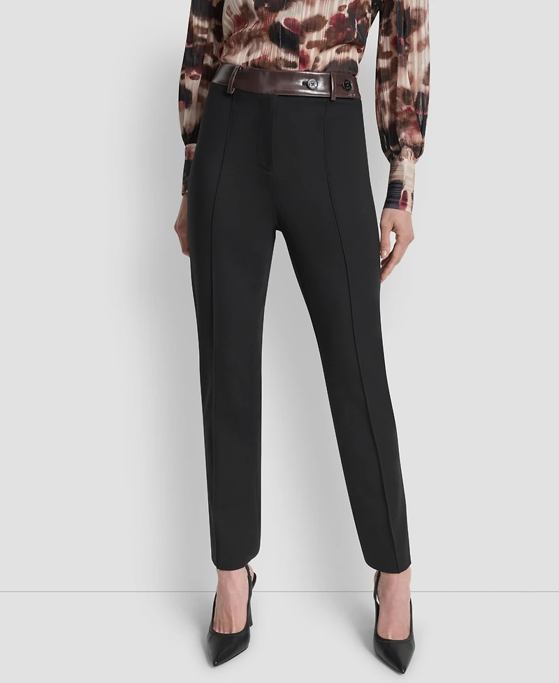 Dkny Petite Mid-Rise Pintuck Ponte Trouser
