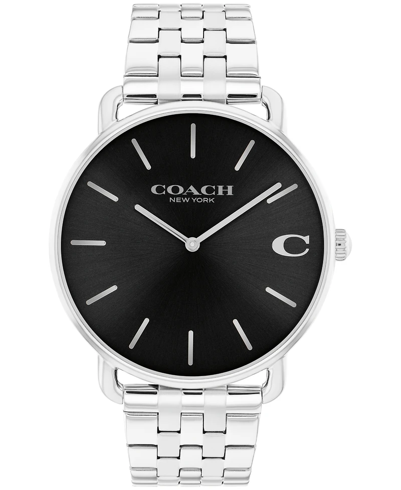 Coach Men's Elliot Silver Tone Stainless Steel Bracelet Watch, 43mm