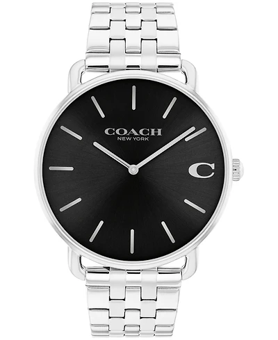 Coach Men's Elliot Silver Tone Stainless Steel Bracelet Watch, 43mm