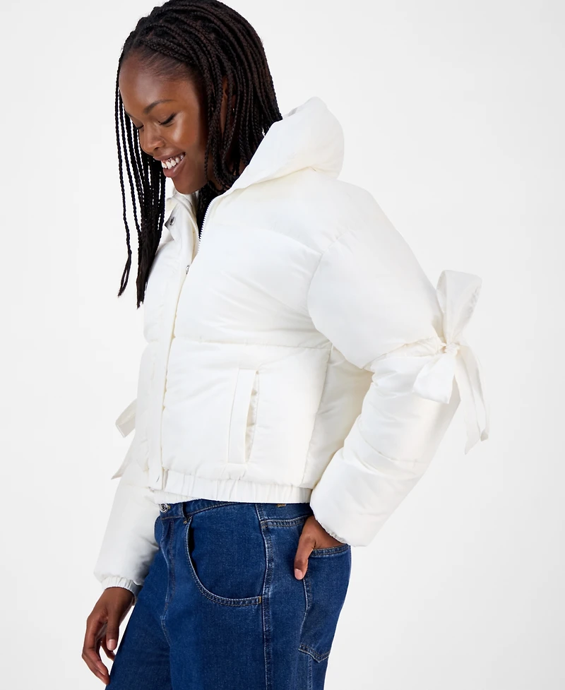 Madden Girl Juniors' Bow-Trim Puffer Jacket
