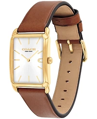 Coach Men's Elliot Saddle Leather Strap Watch, 32 x 36mm