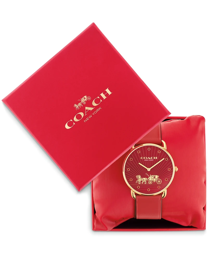 Coach Women's Elliot Red Leather Strap Watch, 36mm