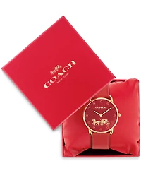 Coach Women's Elliot Red Leather Strap Watch, 36mm