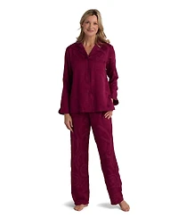 Miss Elaine Women's 2-Piece Notch Collar Top and Pull-On Pants Pajama Set