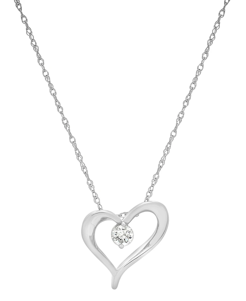 Diamond Heart Pendant Necklace (1/10 ct.t.w.) in 10k White Gold
