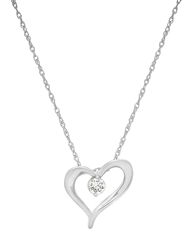 Diamond Heart Pendant Necklace (1/10 ct.t.w.) in 10k White Gold