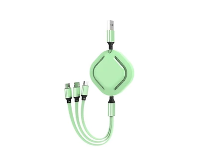 3p Experts Portable 3 In 1 Fast Charging Cable Type C/micro Usb Cable 2.1a Multi Port 43.3in