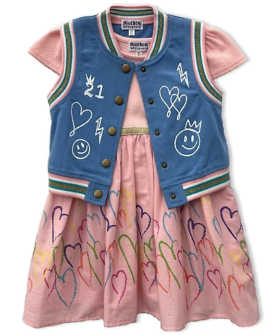 Blueberi Boulevard Girls 2T-6X 2-Piece Graffiti Vest and Dress Set