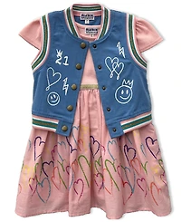 Blueberi Boulevard Girls 2T-6X 2-Piece Graffiti Vest and Dress Set