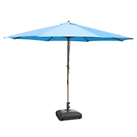 Yescom 13ft Xl Heavy Duty Solid Wood Outdoor Patio Umbrella with Base Parasol Wheels Stand for Bistro Market Table Garden Deck Yard Poolside