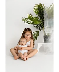 MeMoi 3 Pair Baby and Toddler Girls Combed Cotton Blend Floral Embroidered Bodysuits