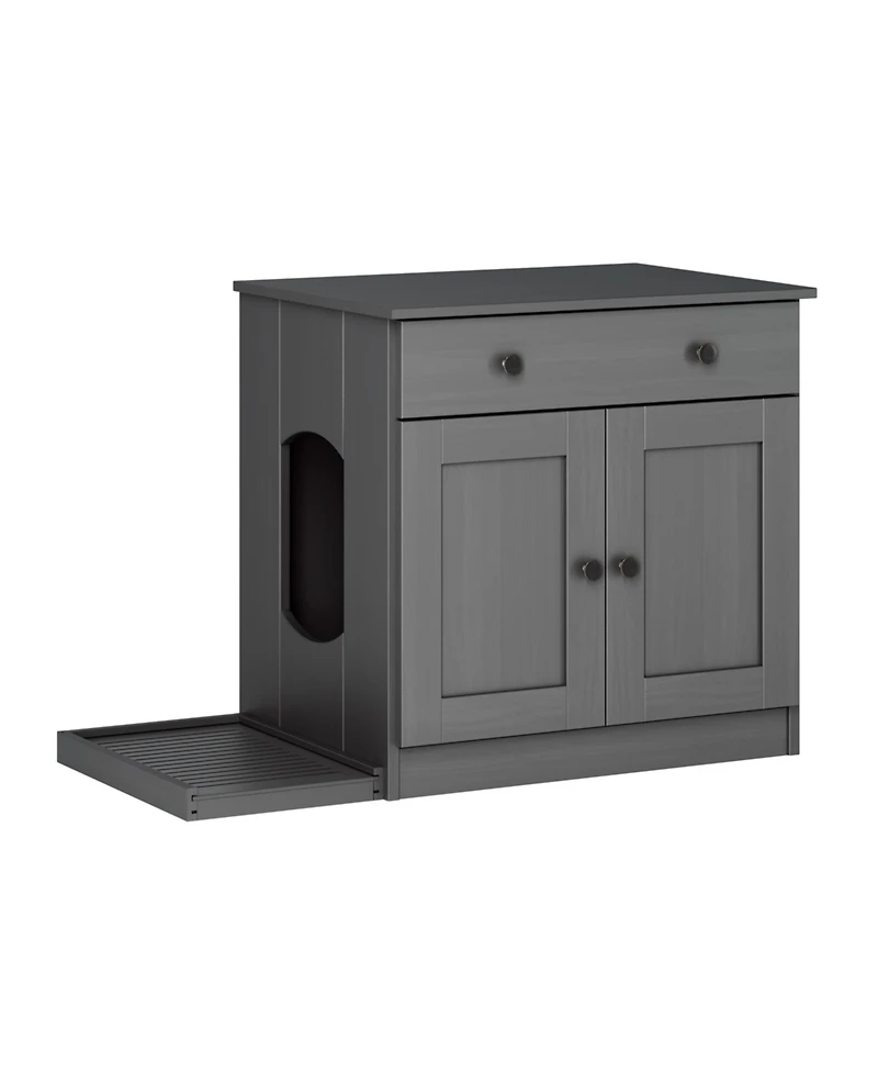 Palace Imports 100% Solid Wood Ziva 2-Door Cat Litter Box Enclosure with Catch