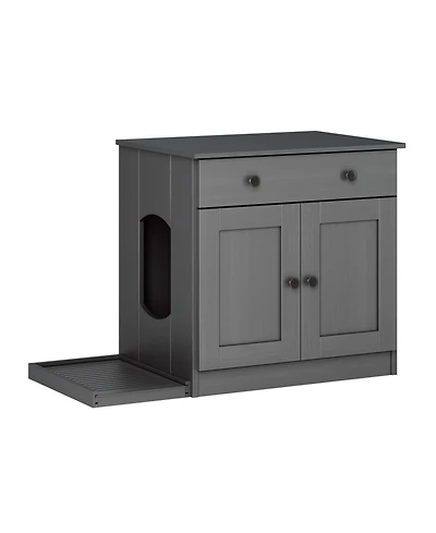 Palace Imports 100% Solid Wood Ziva 2-Door Cat Litter Box Enclosure with Catch