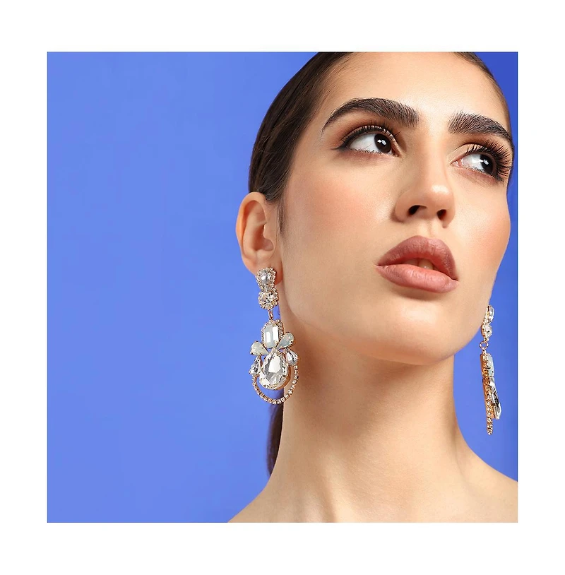 Sohi Rhinestones Drop Earrings