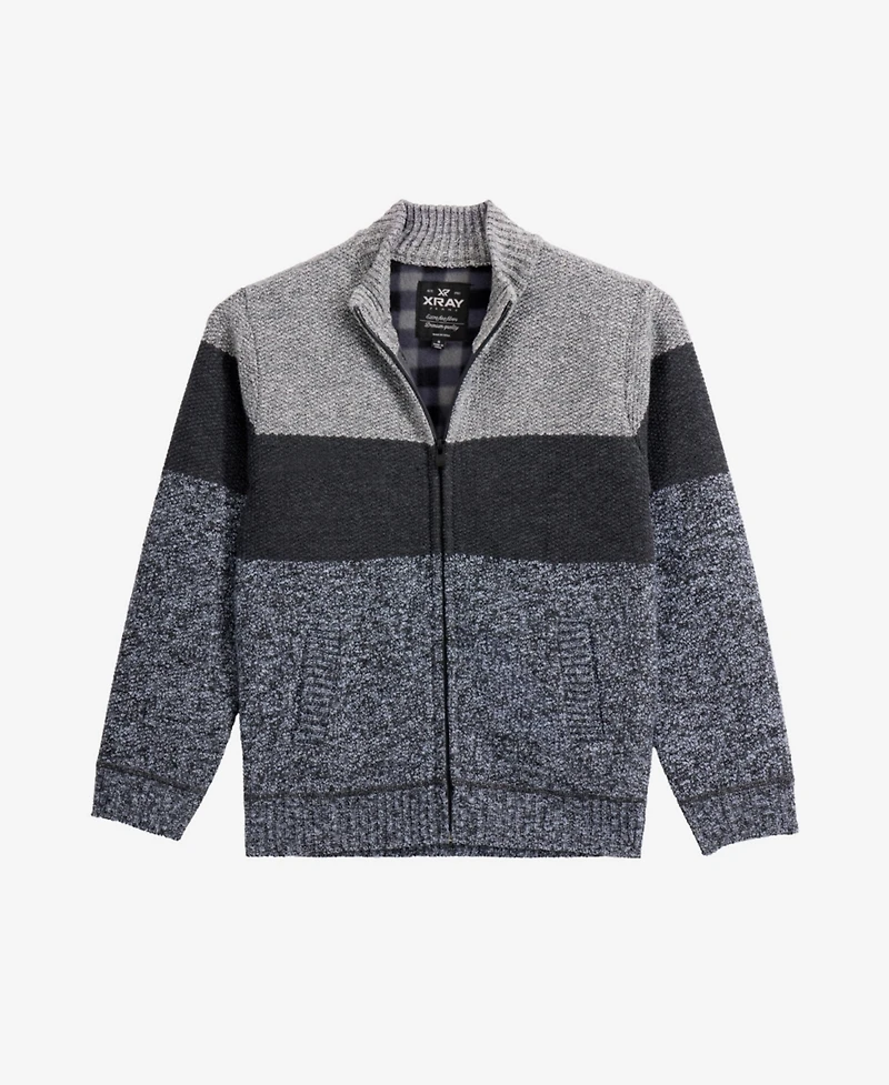 Xray Boys Full Zip Mock Neck Sweater With Fleece Lining