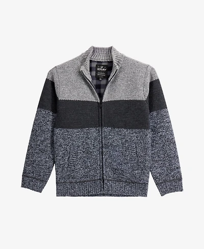 Xray Boys Full Zip Mock Neck Sweater With Fleece Lining