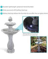 Sunnydaze Decor 45" H Outdoor Arcade 2-Tier Solar Water Fountain with Battery Backup and Led Light