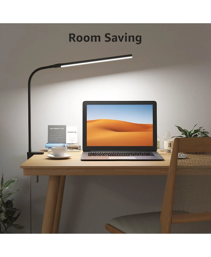 Lepro Clip-on Led Desk Lamp, Dimmable Usb-Powered with 3 Color Modes 10 Brightness, 360°Adjustable Gooseneck