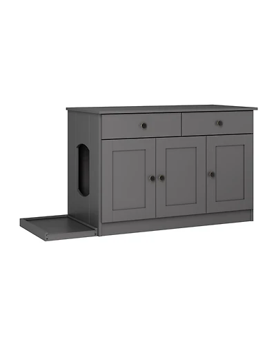 Palace Imports 100% Solid Wood Ziva 3-Door Cat Litter Box Enclosure with Catch