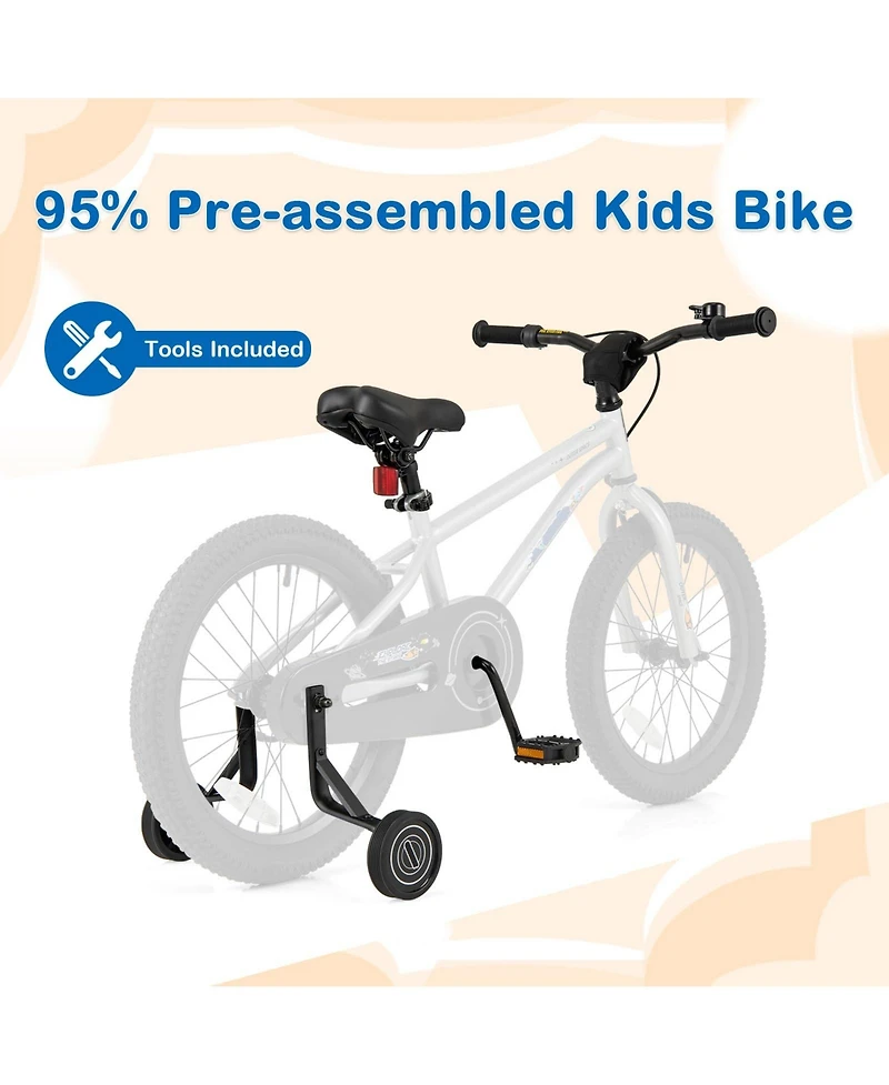 18 Inch Kids Bike Bicycle for Boys Girls 3-8 with High Carbon Steel Frame
