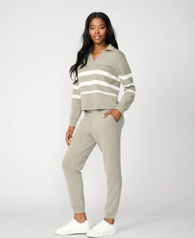 Cable & Gauge Women's Striped Polo Jogger Lounge Set