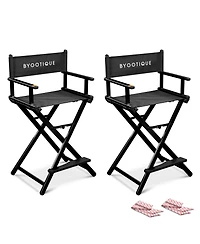 Byootique 28" Height Tall Director Chair Folding Artist Makeup Salon 2 Pack