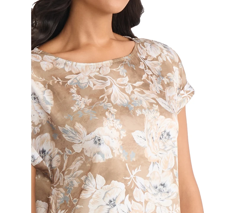 Jones New York Petite Printed Short Sleeve Top