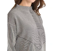 Jones New York Petite Striped Mock Neck Sweater