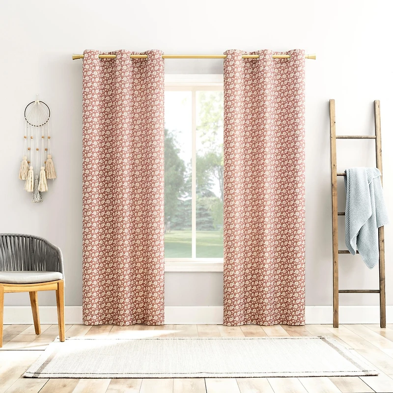No. 918 Trinity Tonal Floral Semi-Sheer Grommet Curtain Panel