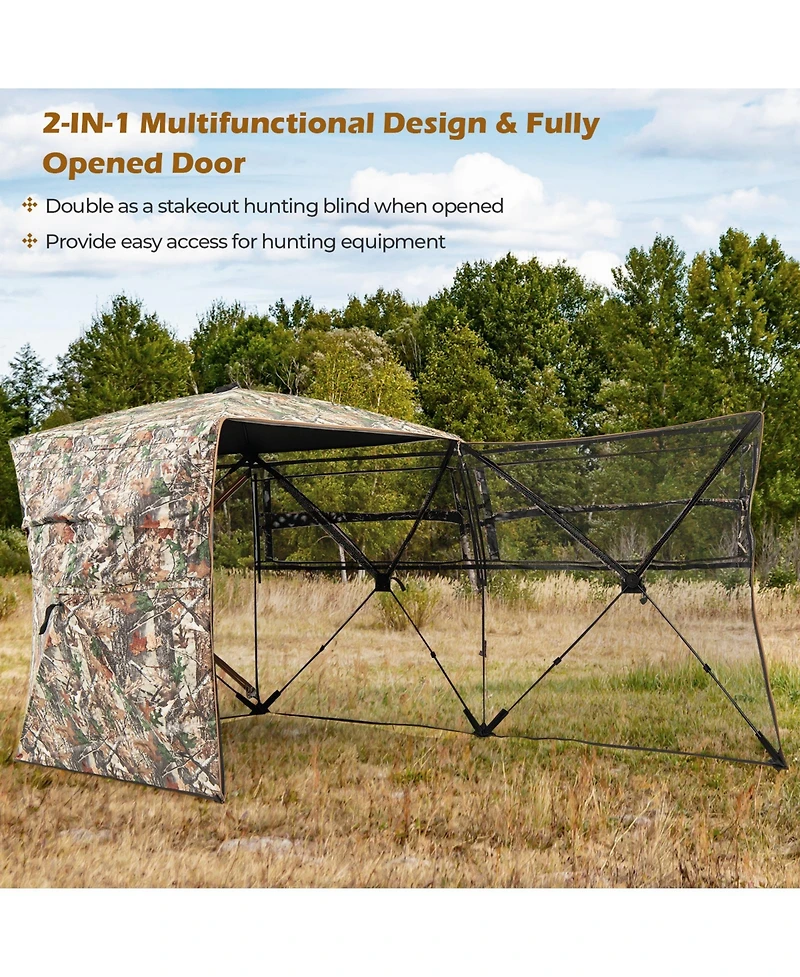 Mecale 360° One Way See Through Hunting Blind Ground Blind with Portable Carrying Bag