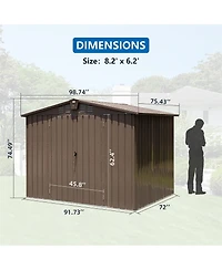 Clihome 6.2-ft x 8.2-ft Galvanized steel Storage Shed