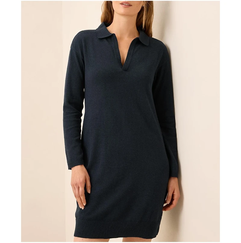 Pact Women's Classic Fine Knit Collared Sweater Dress