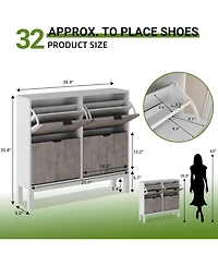 gaomon Shoe Storage Cabinet with 4 Flip Drawers, Wooden Shoe Organizer with Legs, Freestanding Hidden Shoe Rack for Entrance, Foyer, Hallway