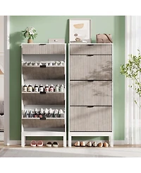 gaomon Shoe Storage Cabinet with 3 Flip Drawers and 1 Drawer, Entryway Shoe Organizer with Adjustable Shelves and Metal Legs, Space-Saving Narrow Rack
