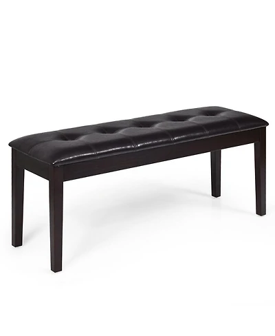 Gouun Upholstered Dining Room Pu Bench Solid Wood Button Tufted