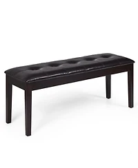 Gouun Upholstered Dining Room Pu Bench Solid Wood Button Tufted