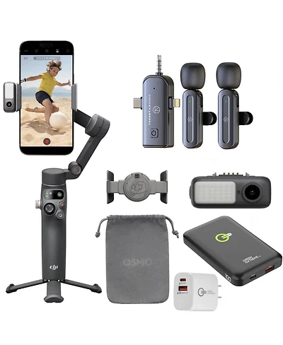 Dji Osmo Mobile 7P Gimbal Stabilizer for iPhone, Android, Lighting, 3-Axis Phone Gimbal, Built-in Extension Rod & Tripod, 10hrs Use, Phone Charging +