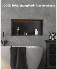 Slickblue Shower Niche Stainless Steel Recessed Shelf with Led Strip