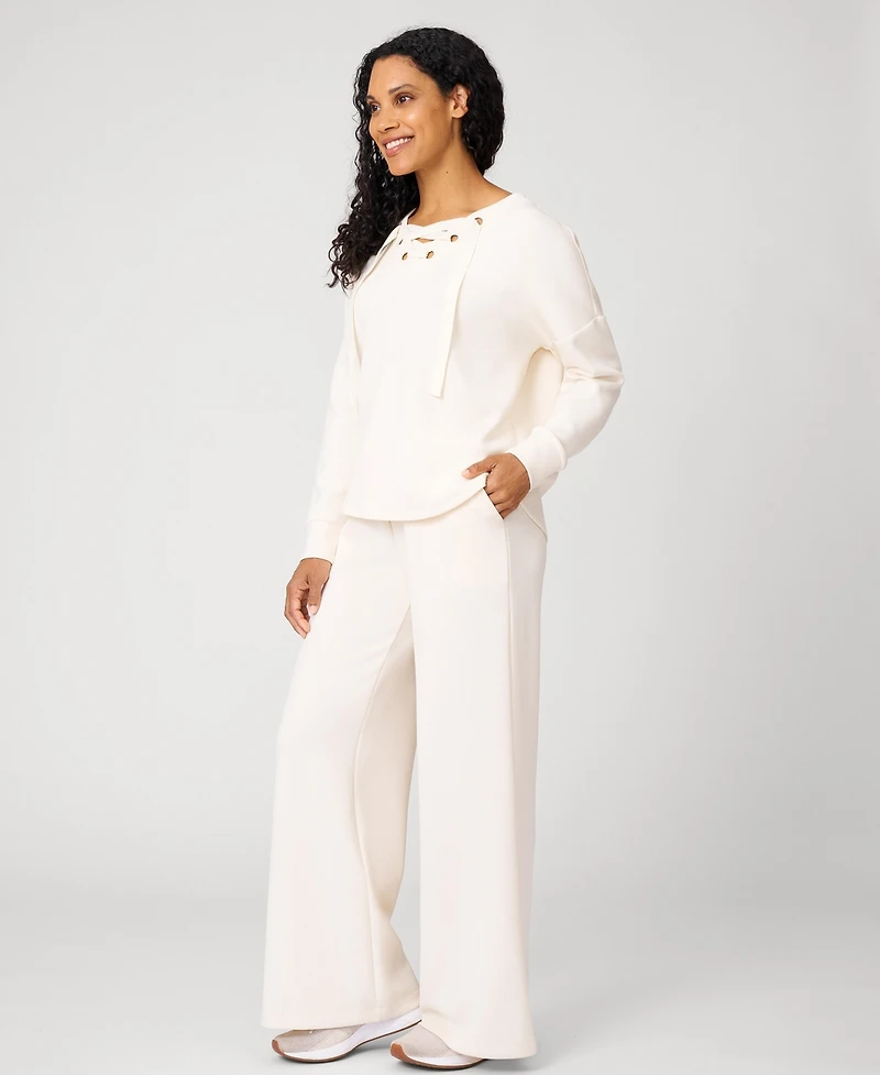 Cable & Gauge Grommet Detail Top Wide Leg Pant Lounge Set