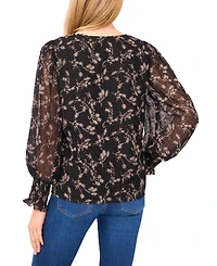 CeCe Women's Long Sleeve V-Neck Blouse