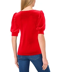 Cece Women's Crew Neck Short Sleeve Velvet Top