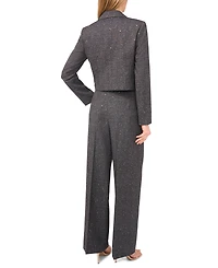 CeCe Women's Cropped Long Sleeve Lapel Bow Blazer
