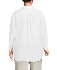Lands' End Plus Linen Roll Sleeve Relaxed Tunic Top