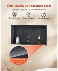 Slickblue Recessed Shower Shelf in Stainless Steel for Wall-Mounted Organization