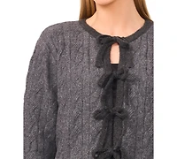 CeCe Women's Tie-Front Cardigan Long Sleeves Sweater