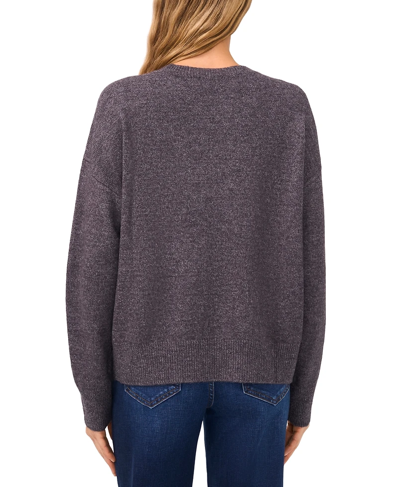CeCe Women's Multicolor Embroidered Flower Long Sleeves Sweater