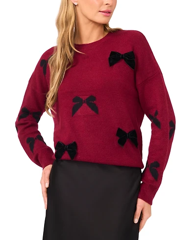 CeCe Women's Bow Applique Sweater
