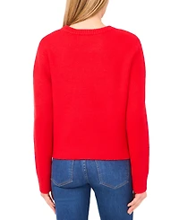 CeCe Women's Oversized Bow Applique Long Sleeves Sweater