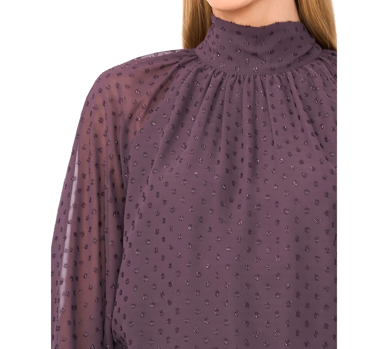 CeCe Women's Long-Sleeve Bow Neck Raglan Blouse